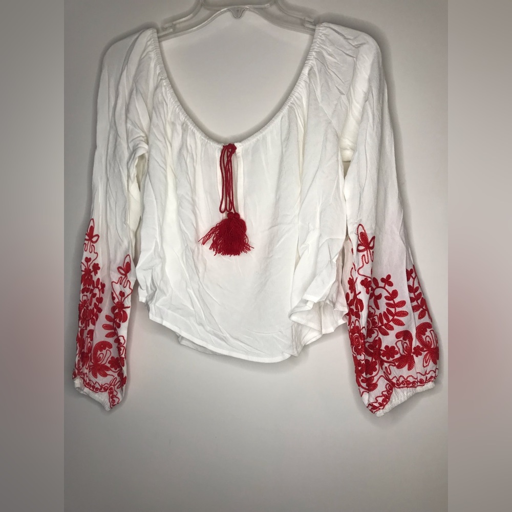 NWOT Cropped embroidered versatile top L